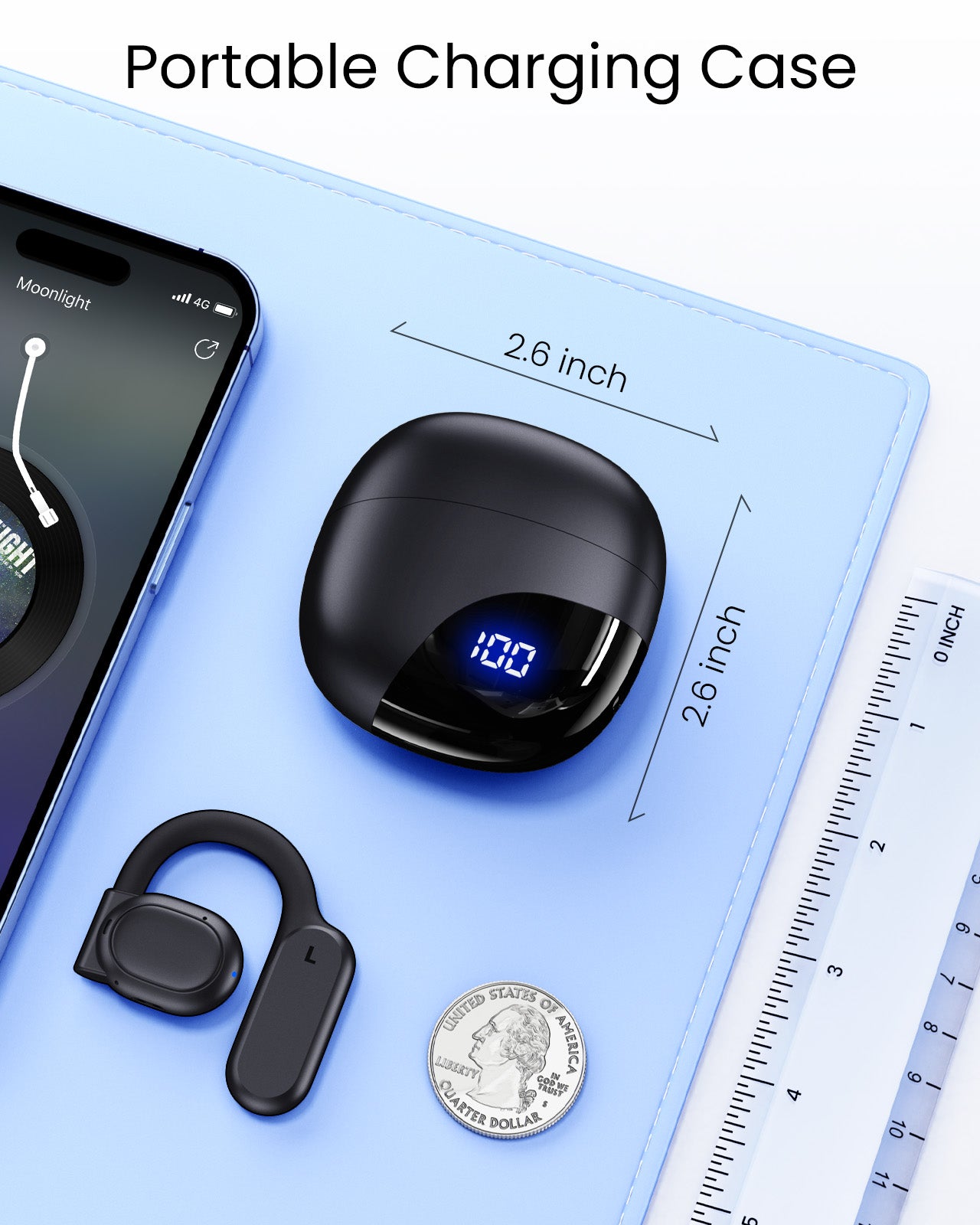 AI Translation Earbuds Real Time 164 Languages 80H Playtime Translator Ear Buds Audifonos Traductores Inglés Español Wireless Earphones Bluetooth Headphones for Travel Business Meeting Learning Black