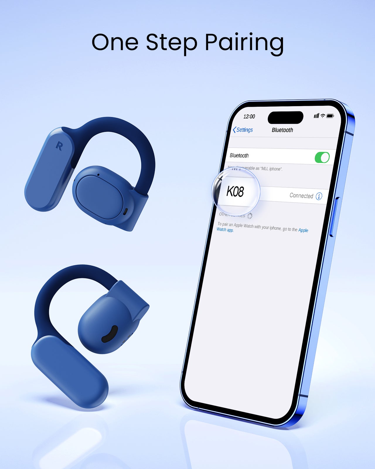 TAGRY Open Ear Headphones Bluetooth Ear buds 80Hrs Playtime Wireless Earbuds with Earhooks IPX7 Waterproof Touch Control Air Conduction Sport Headsets Bluetooth 5.3 Earphones for Workout Running Blue