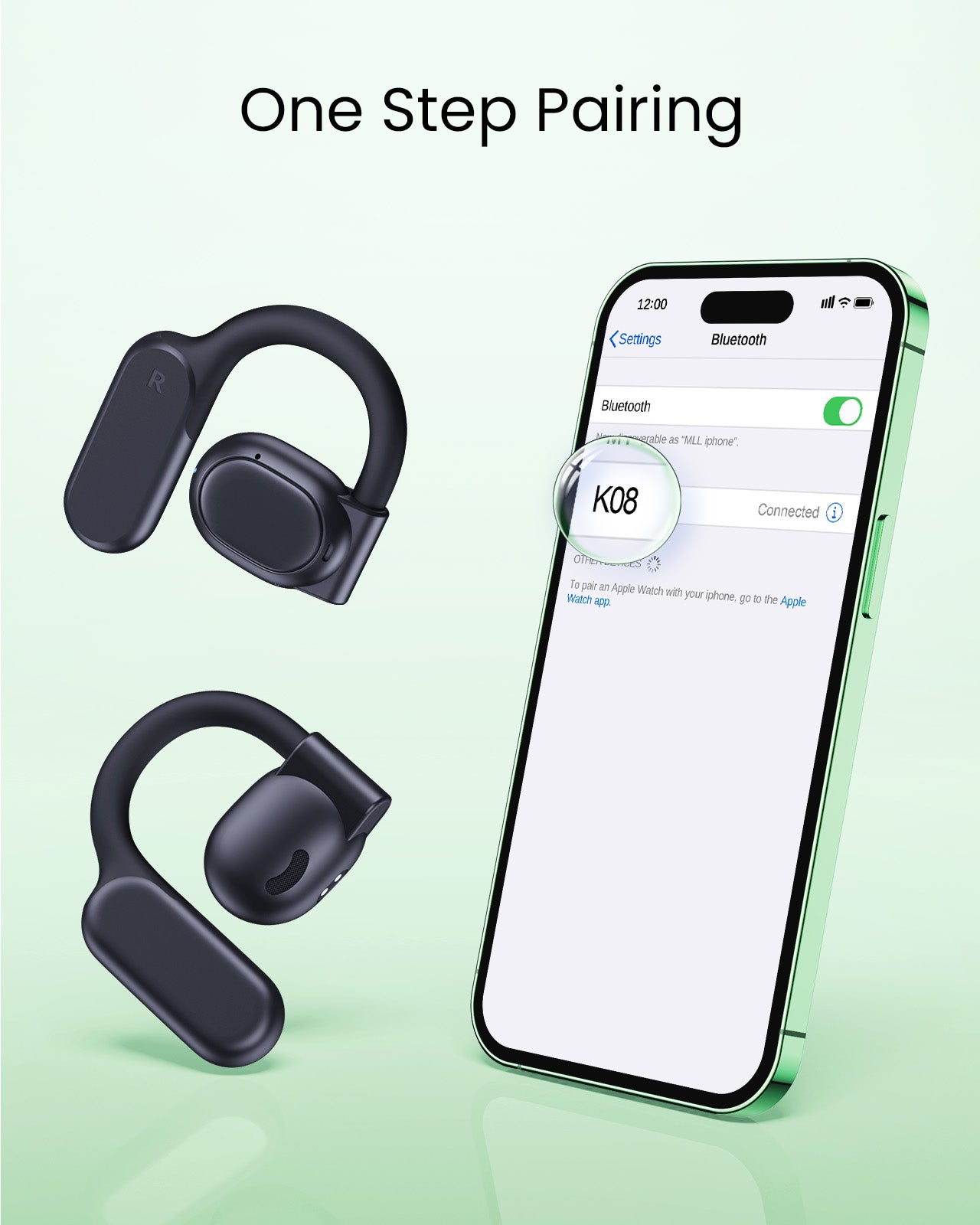 TAGRY Open Ear Earbuds Wireless Bluetooth Headphones 80Hrs Playtime Ear Buds with Earhooks IPX7 Waterproof Touch Control Earphones Sport Headsets for Workout Running Black