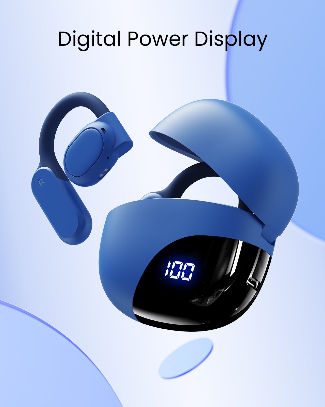 TAGRY Open Ear Headphones Bluetooth Ear buds 80Hrs Playtime Wireless Earbuds with Earhooks IPX7 Waterproof Touch Control Air Conduction Sport Headsets Bluetooth 5.3 Earphones for Workout Running Blue