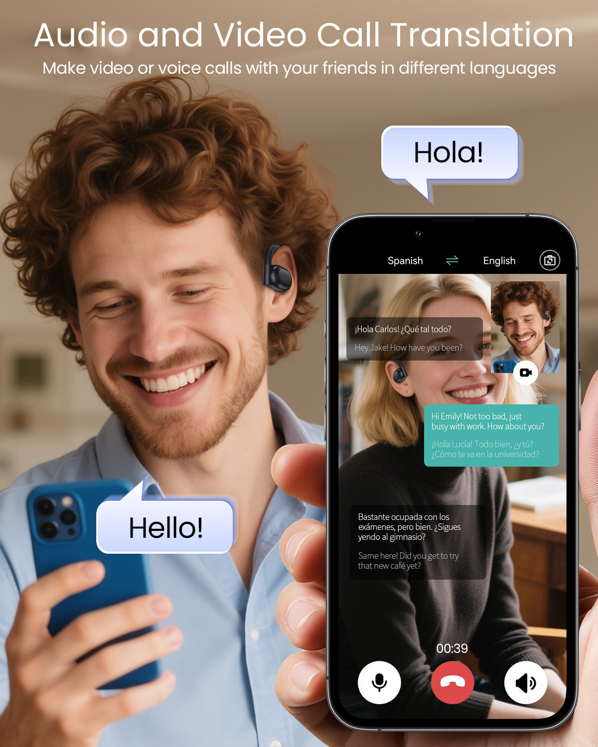 AI Translation Earbuds Real Time 164 Languages 80H Playtime Translator Ear Buds Audifonos Traductores Inglés Español Wireless Earphones Bluetooth Headphones for Travel Business Meeting Learning Black