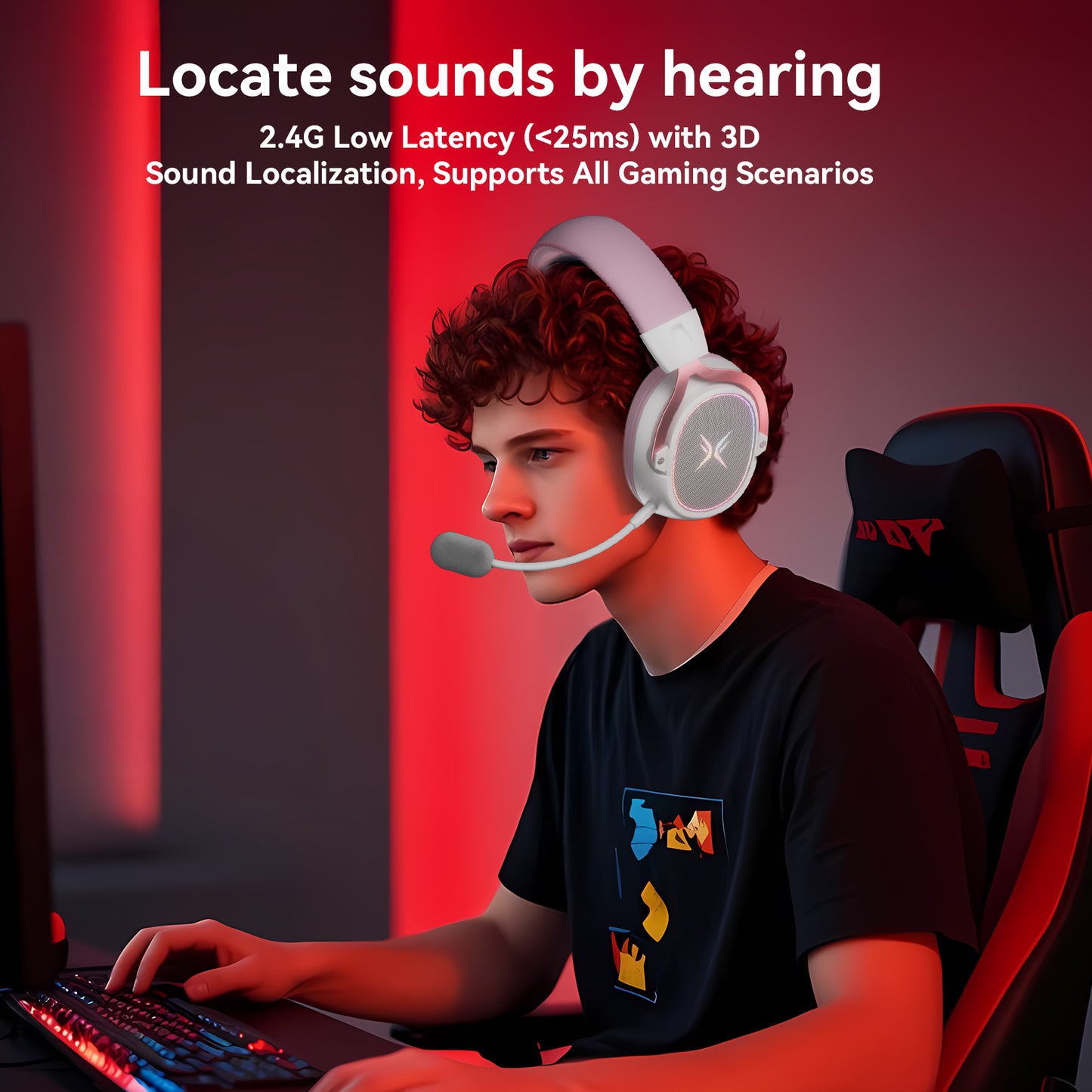 TAGRY Wireless Gaming Headset Bluetooth 5.3 Game Headphones with Mic, Stereo Sound, Pink