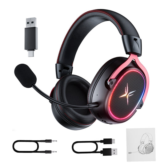 TAGRY Wireless Gaming Headset Bluetooth 5.3 Game Headphones with Mic, Stereo Sound, Black