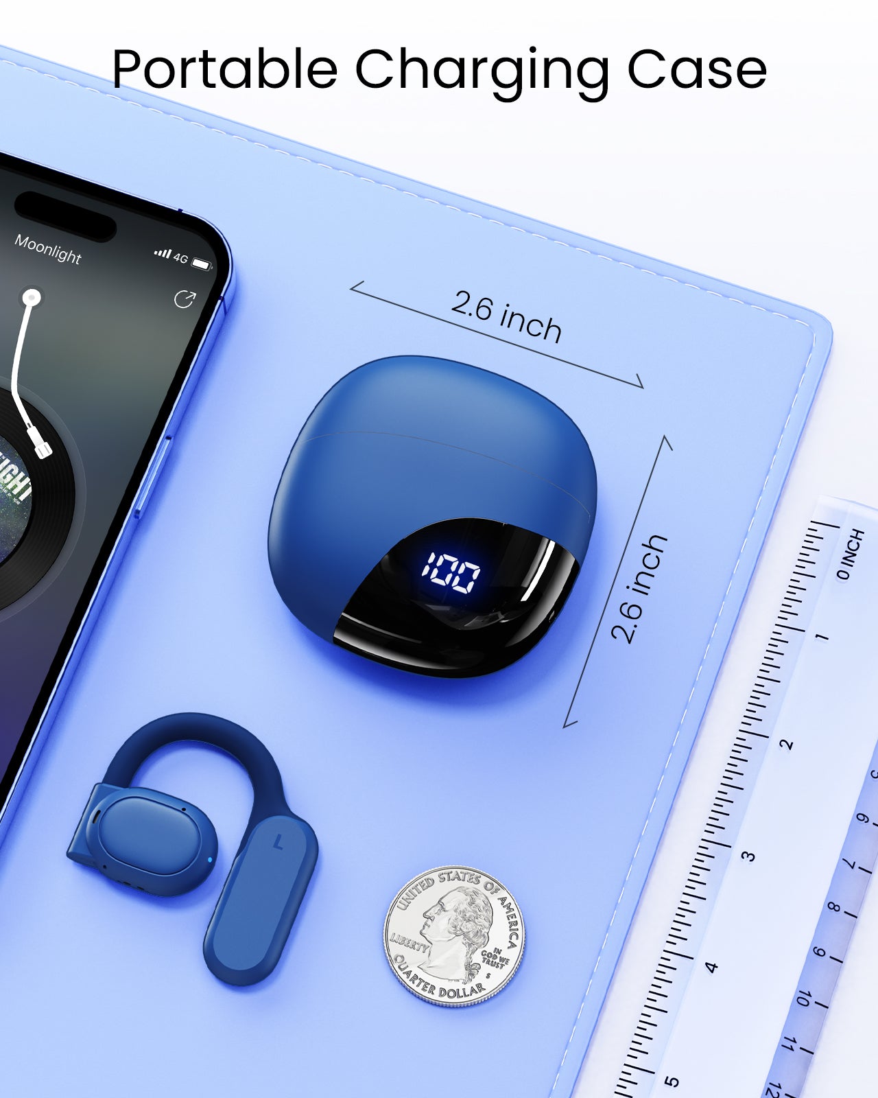 TAGRY Open Ear Headphones Bluetooth Ear buds 80Hrs Playtime Wireless Earbuds with Earhooks IPX7 Waterproof Touch Control Air Conduction Sport Headsets Bluetooth 5.3 Earphones for Workout Running Blue