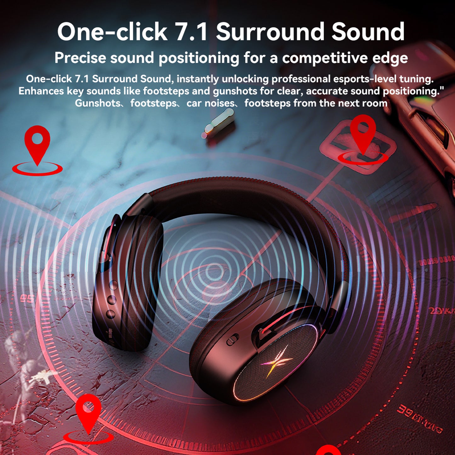 TAGRY Wireless Gaming Headset Bluetooth 5.3 Game Headphones with Mic, Stereo Sound, Black