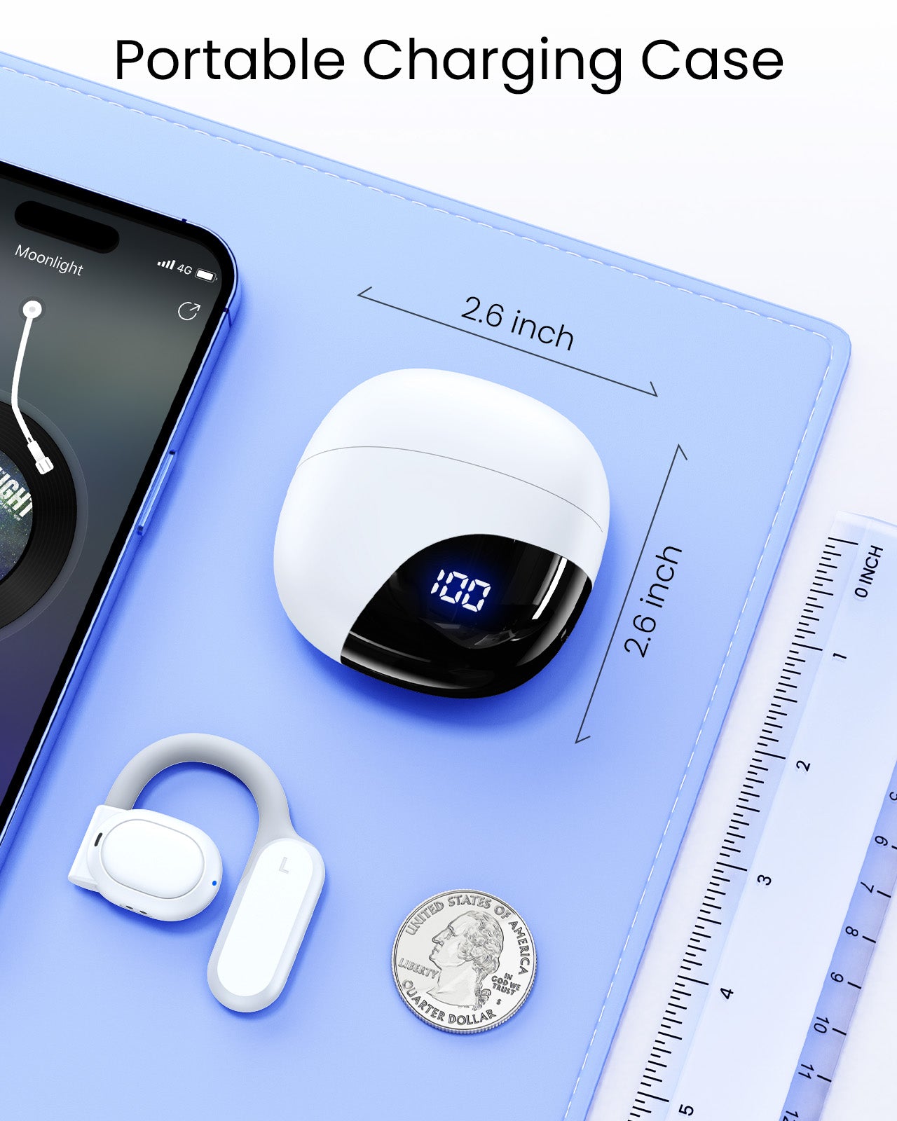 AI Translation Earbuds Real Time 164 Languages 80H Playtime Translator Ear Buds Audifonos Traductores Inglés Español Wireless Earphones Bluetooth AI Headphone for Travel Meeting Learning K08 White