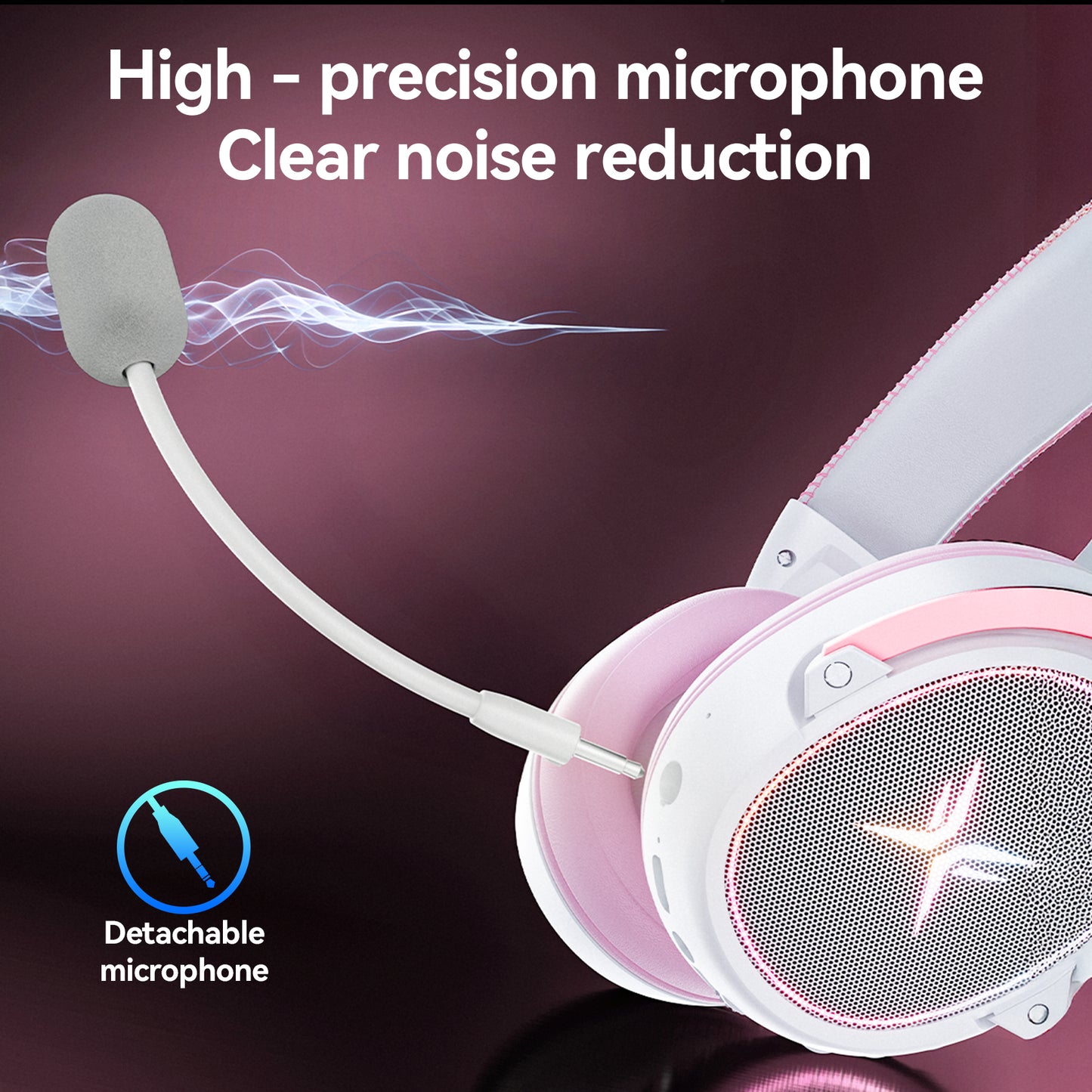 TAGRY Wireless Gaming Headset Bluetooth 5.3 Game Headphones with Mic, Stereo Sound, Pink