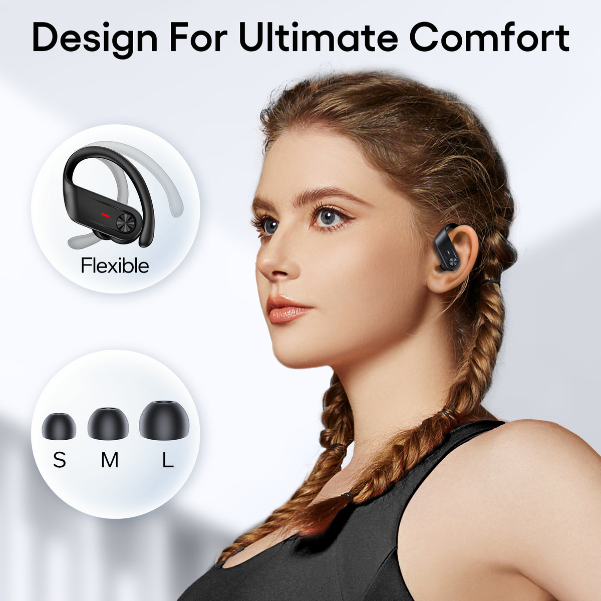 TAGRY Hybrid Active Noise Cancelling Wireless Ear Buds 80 Hrs Playtime Hi-Res Stereo Quality Bluetooth Earbuds with Transparency Mode Headphones Bluetooth Earhooks ANC Earphones for Work