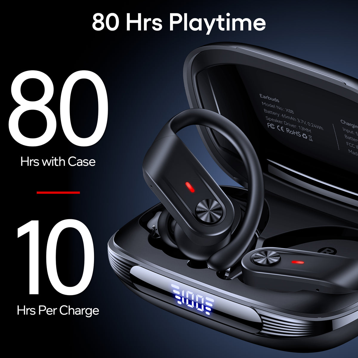 TAGRY Hybrid Active Noise Cancelling Wireless Ear Buds 80 Hrs Playtime Hi-Res Stereo Quality Bluetooth Earbuds with Transparency Mode Headphones Bluetooth Earhooks ANC Earphones for Work
